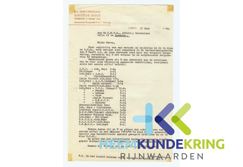 Verzoek L.Boys -KNVB 1949